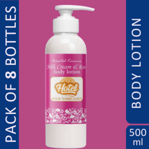 Hotel Logo Branded Body Moisturizer Lotion 500 ml with Dispenser Pump(Pack of 8)