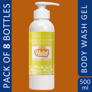 Hotel Logo Branded Bath Gel 500 ml with Dispenser Pump(Pack of 8)