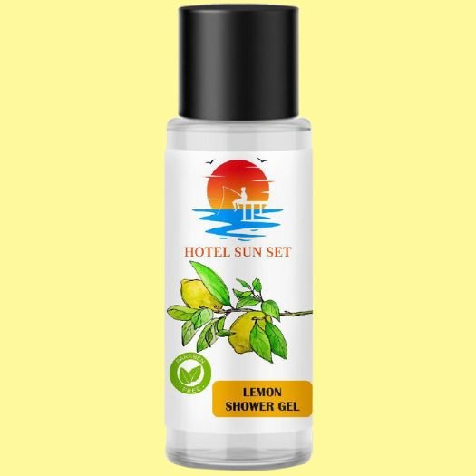 Lemon shower gel 30 ml, small hotel toiletries, hotel toiletries, hotel tiletries with hotel logo, hotel brand toiletries