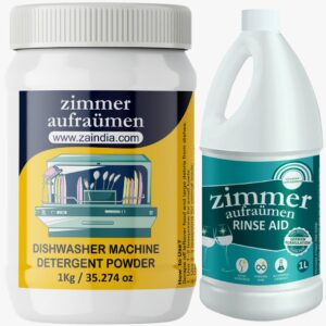 Zimmer Aufraumen Dishwasher Machine Detergent Powder (1Kg) & Rinse Aid (1L)