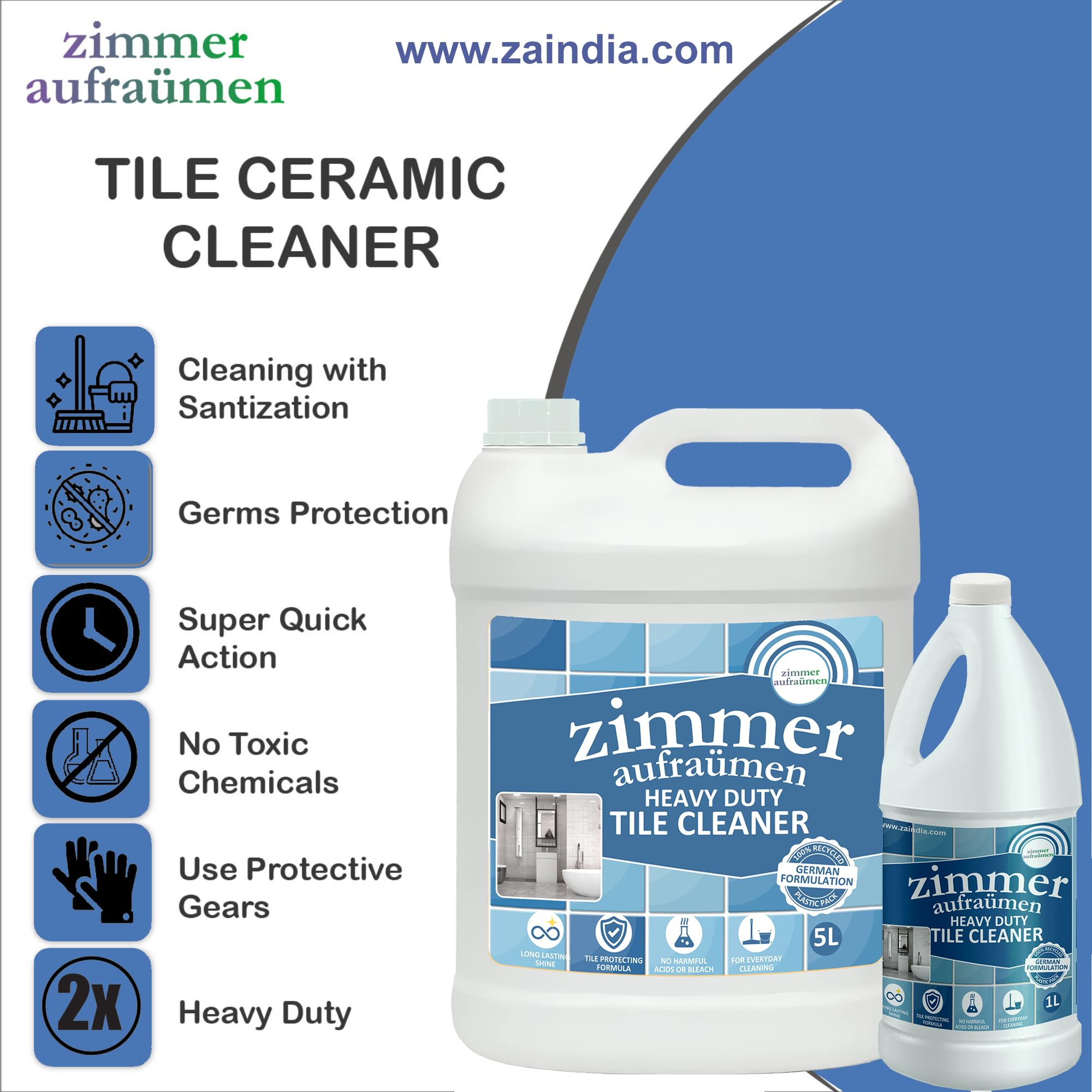 Heavy Duty Tile & Ceramic Cleaner Liquid (Concentrated Formula) -1 L - Image 3